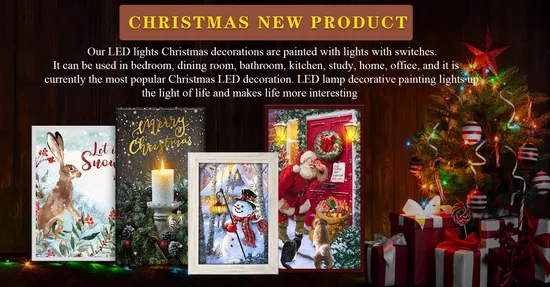 Wholesale Factory Santa Design LED Lights Decorative Painting Wall Art