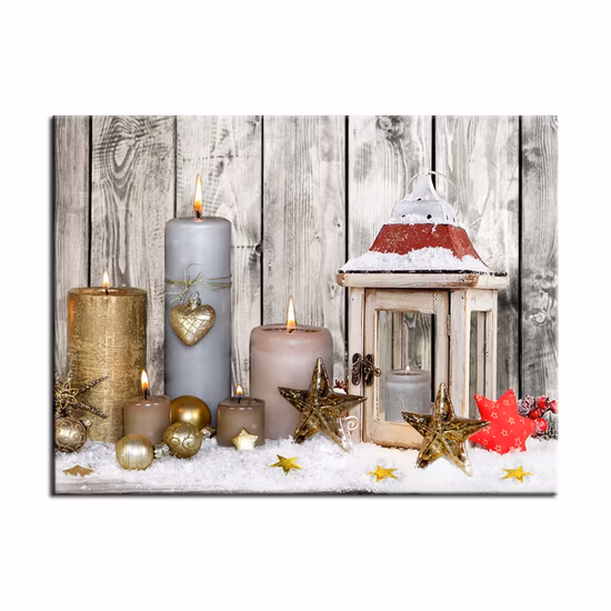 주문 크리스마스 초는 LED 화포 인쇄 벽 예술을 불이 켜집니다