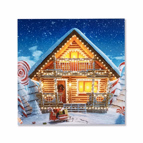 LED 조명 집 겨울 장면 크리스마스 캔버스 벽 예술 장식 장식